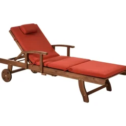 Leen Bakker AMANTEA PREMIUM II - Tuinligstoel - Rood - Acaciahout Hot