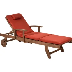 Leen Bakker AMANTEA PREMIUM II - Tuinligstoel - Rood - Acaciahout Hot