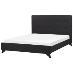 Beliani AMBASSADOR - Tweepersoonsbed - Zwart - 140 x 200 cm - Chenille Hot