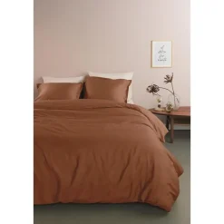 Ambiante Satin Uni dekbedovertrek - 140x200/220 - Bruin Best