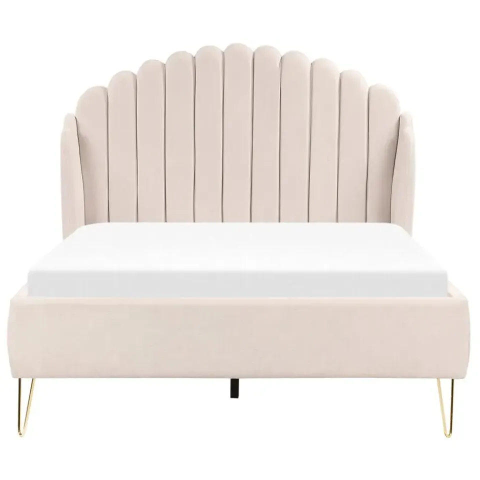 Beliani AMBILLOU - Bed - Lichtbeige - 140 x 200 cm - Polyester