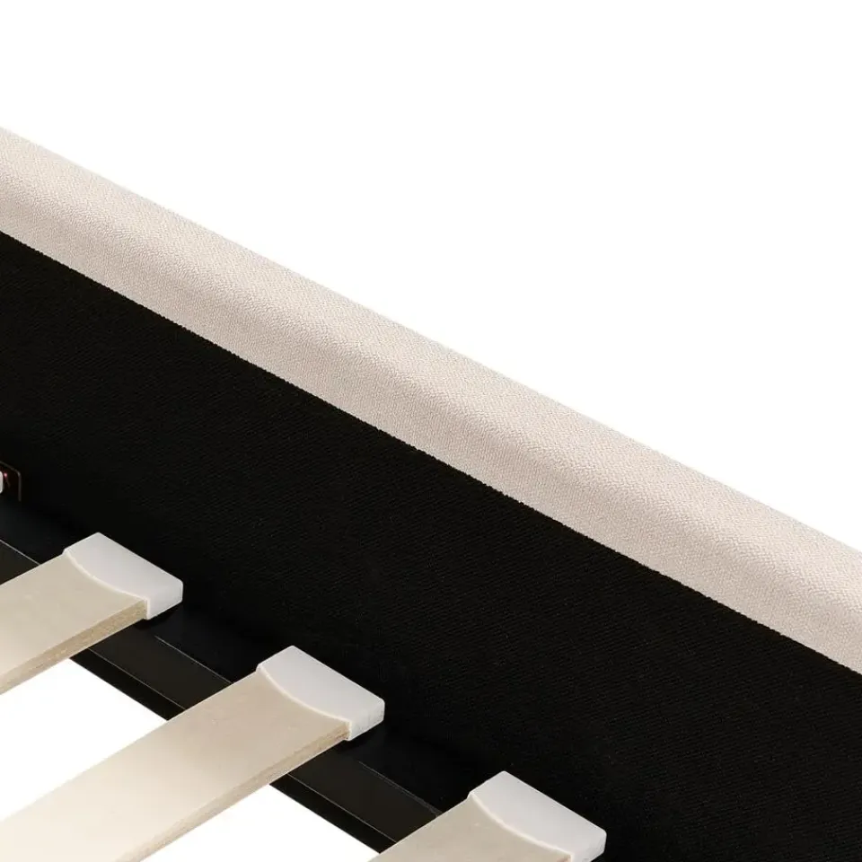 Beliani AMBILLOU - Bed - Lichtbeige - 140 x 200 cm - Polyester