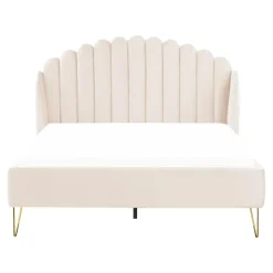 Beliani AMBILLOU - Tweepersoonsbed - Goud - 140 x 200 cm - Fluweel Sale