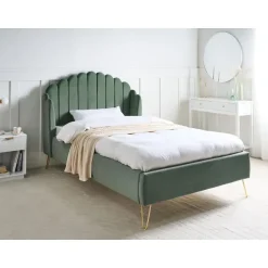 Leen Bakker AMBILLOU - Tweepersoonsbed - Groen - 120 x 200 cm - Fluweel New