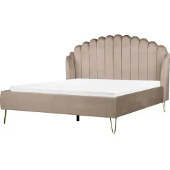 Beliani AMBILLOU - Tweepersoonsbed - Taupe - 160 x 200 cm - Fluweel