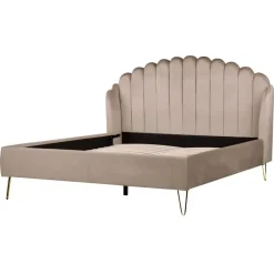 Beliani AMBILLOU - Tweepersoonsbed - Taupe - 160 x 200 cm - Fluweel