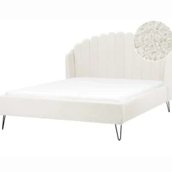 Beliani AMBILLOU - Tweepersoonsbed - Gebroken wit - 160 x 200 cm - Bouclé Sale