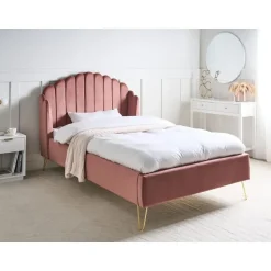 Leen Bakker AMBILLOU - Tweepersoonsbed - Roze - 120 x 200 cm - Fluweel Clearance