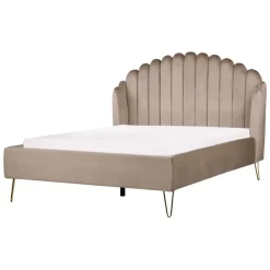 Beliani AMBILLOU - Tweepersoonsbed - Taupe - 140 x 200 cm - Fluweel Best