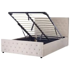 Beliani AMIENS - Bed met opbergruimte - Taupe - 140 x 200 cm - Fluweel Discount