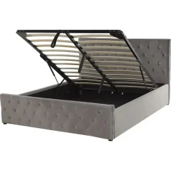 Beliani AMIENS - Bed met opbergruimte - Grijs - 160 x 200 cm - Fluweel New