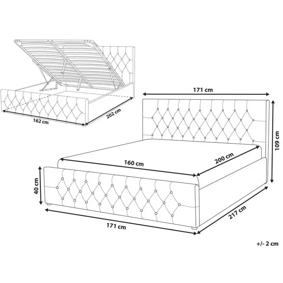 Beliani AMIENS - Bed met opbergruimte - Grijs - 160 x 200 cm - Fluweel New