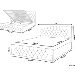 Beliani AMIENS - Bed met opbergruimte - Grijs - 160 x 200 cm - Fluweel New