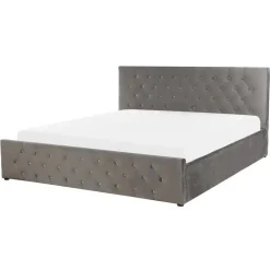 Beliani AMIENS - Bed met opbergruimte - Grijs - 160 x 200 cm - Fluweel New