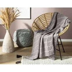 Beliani ANAMUR - Plaid - Grijs - 110 x 180 cm - Katoen Best