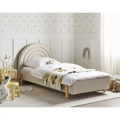 Beliani ANET - Bed - Beige - 90 x 200 cm - Stof Clearance