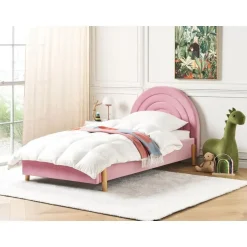 Beliani ANET - Bed - Roze - 90 x 200 cm - Fluweel Sale