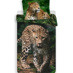 Animal Pictures Dekbedovertrek Luipaard - Eenpersoons - 140 x 200 cm - Groen Online