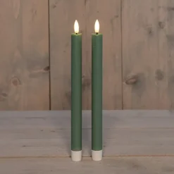 Anna's Collection Anna Collection Led dinerkaarsen - 2x - groen - 25 cm - 3D vlam Hot