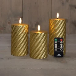 Anna's Collection Anna Collection LED kaarsen - 3x - goud -swirl -afstandsbediening Discount