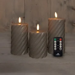 Anna's Collection Anna Collection LED kaarsen - 3x - taupe grijs -swirl Best