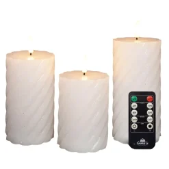 Anna's Collection Anna Collection LED kaarsen - 3x - wit -swirl -afstandsbediening Online
