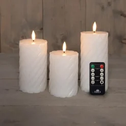 Anna's Collection Anna Collection LED kaarsen - 3x - wit -swirl -afstandsbediening Online