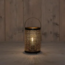 Anna's Collection Anna Collection Led sfeer lantaarn/lamp - zwart met goud - H19 cm Sale