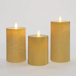Anna's Collection Anna Collection LED stompkaarsen - 3x - goud - ribbel Hot