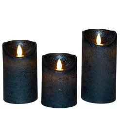 Anna's Collection Anna Collection LED stompkaarsen - 3x - metallic blauw Discount