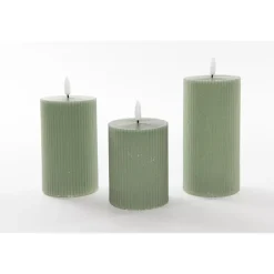 Anna's Collection Anna Collection LED stompkaarsen - 3x - jade groen - ribbel - H7,5 cm Sale