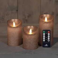 Anna's Collection Anna Collection LED stompkaarsen - 3x - brons - stompkaarsen Discount