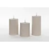 Anna's Collection Anna Collection LED stompkaarsen - 3x - taupe/grijs - ribbel - H7,5 cm New