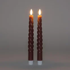 Anna's Collection Anna Collection LED swirl dinerkaarsen - 2x st - antiek roze - 23 cm Clearance