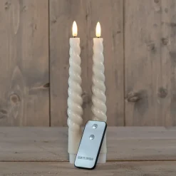 Anna's Collection Anna Collection LED swirl dinerkaarsen - 2x st - ivoor/creme - 23 cm Online