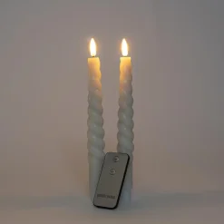 Anna's Collection Anna Collection LED swirl dinerkaarsen - 2x st - ivoor/creme - 23 cm Online