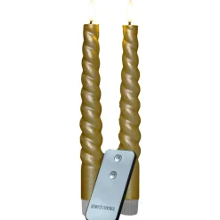 Anna's Collection Anna Collection LED swirl dinerkaarsen - 2x st - goud - 23 cm Discount