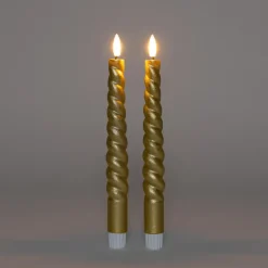 Anna's Collection Anna Collection LED swirl dinerkaarsen - 2x st - goud - 23 cm Discount