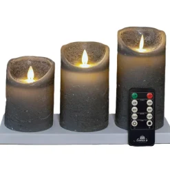 Anna's Collection LED kaarsen - 3x - grijs Online