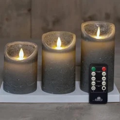 Anna's Collection LED kaarsen - 3x - grijs Online