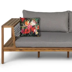 Anna's Collection buitenkussen bloem - rood/zwart - 60 x 60 cm Hot