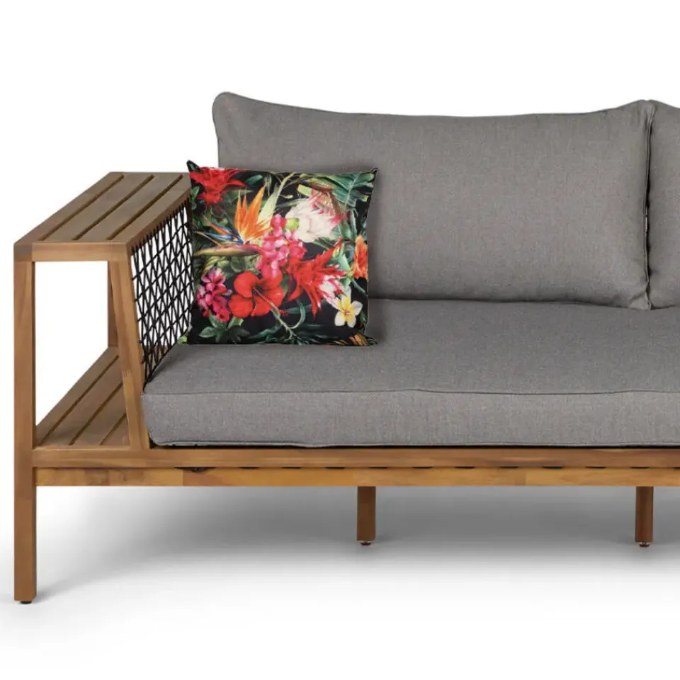 Anna's Collection buitenkussen bloem - rood/zwart - 60 x 60 cm Hot