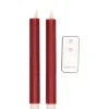 Anna's Collection Dinerkaarsen - 2x - rood - LED - met remote New