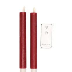 Anna's Collection Dinerkaarsen - 2x - rood - LED - met remote New