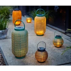 Anna's Collection Lantaarn - metaal - cirkels - solar - 16 cm Hot