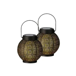 Anna's Collection Lantaarn - metaal - cirkels - solar - 16 cm Hot