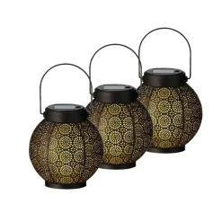 Anna's Collection Lantaarn - metaal - cirkels - solar - 16 cm Hot