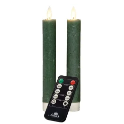 Anna's Collection LED dinerkaarsen - 2x st - jade groen - 18 cm Discount