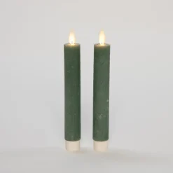 Anna's Collection LED dinerkaarsen - 2x st - jade groen - 18 cm Discount