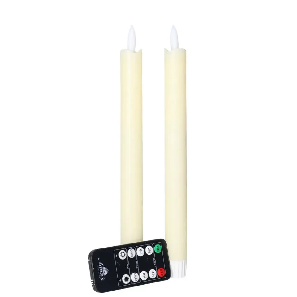 Anna's Collection LED dinerkaarsen - 2x - ivoor - 23 cm